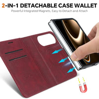 Buy MagSafe Compatible Leather Flip Wallet with RFID Blocking, 2 Card Slots, 1 Cash Slot & Detachable Magnetic Phone Cover for iPhone Duo - VALEN at Caseles-iPhone Duo, Black