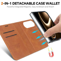 Buy MagSafe Compatible Leather Flip Wallet with RFID Blocking, 2 Card Slots, 1 Cash Slot & Detachable Magnetic Phone Cover for iPhone Duo - VALEN at Caseles-iPhone Duo, Black