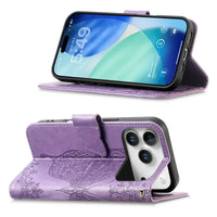 Buy Wallet Case for iPhone, Leather Flip Cover with Card Slots, Wrist Strap, Butterfly Embossed Design, Stand Feature - VANNY at Caseles-iPhone 17 Pro Max, Black