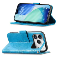 Buy Wallet Case for iPhone, Leather Flip Cover with Card Slots, Wrist Strap, Butterfly Embossed Design, Stand Feature - VANNY at Caseles-iPhone 17 Pro Max, Black