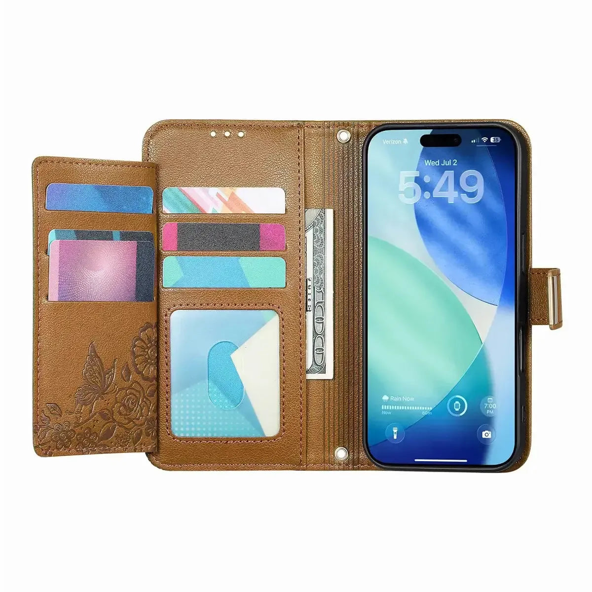 Buy PU Leather Wallet iPhone 17 Case with Card Slots, Wrist Strap, Stand, and Full Shockproof Protection, Willow at Caseles-iPhone 17 Pro Max, White