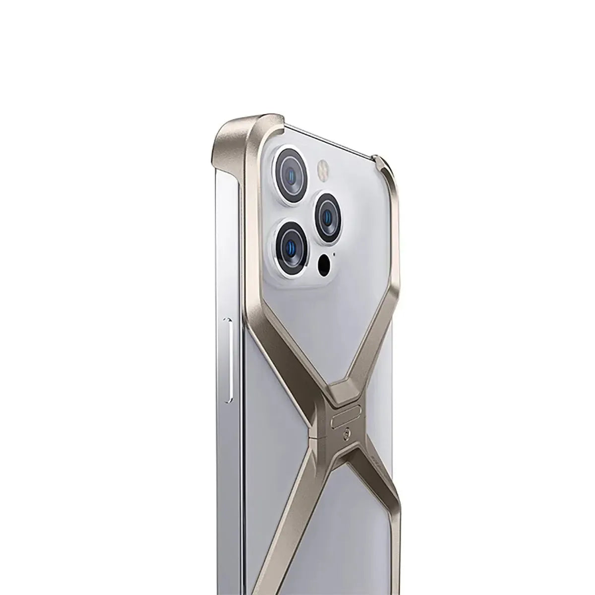 Buy Metal Frameless Phone Case, X Shaped Cool Design, Slim Aluminum Alloy Bumper, Shockproof - X at Caseles-iPhone 16 Pro Max, Grey